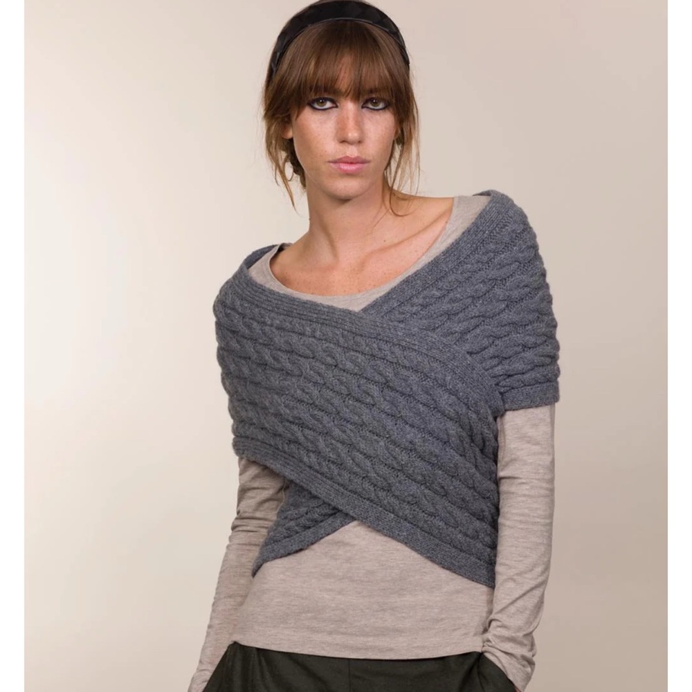 Aran Knit Crossover Wrap